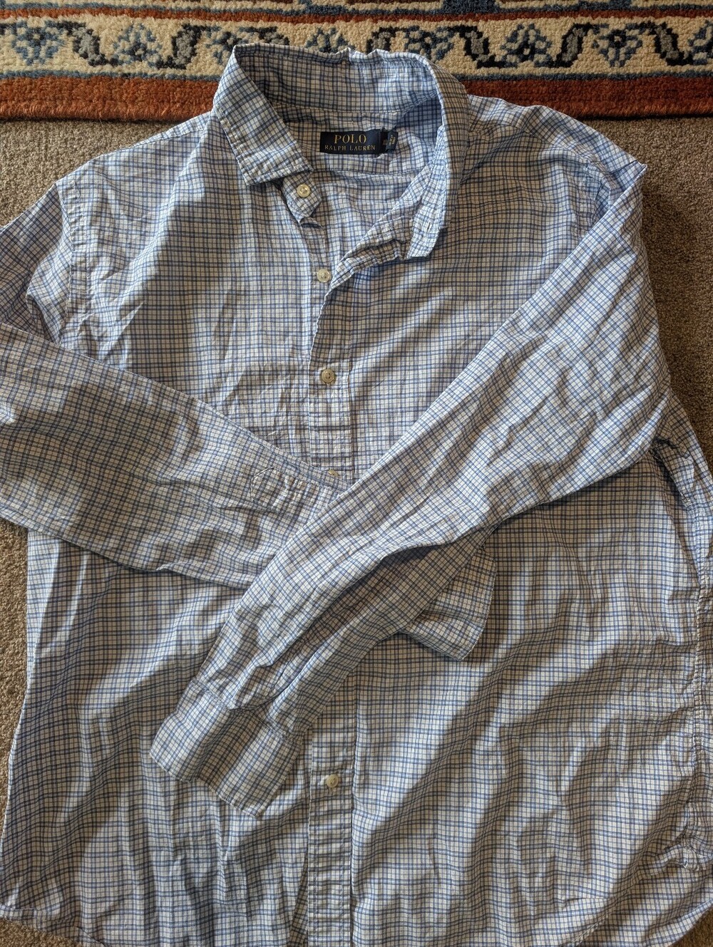 Polo Ralph Lauren Blue & White Plaid Button Down Shirt - Men’s Size XL